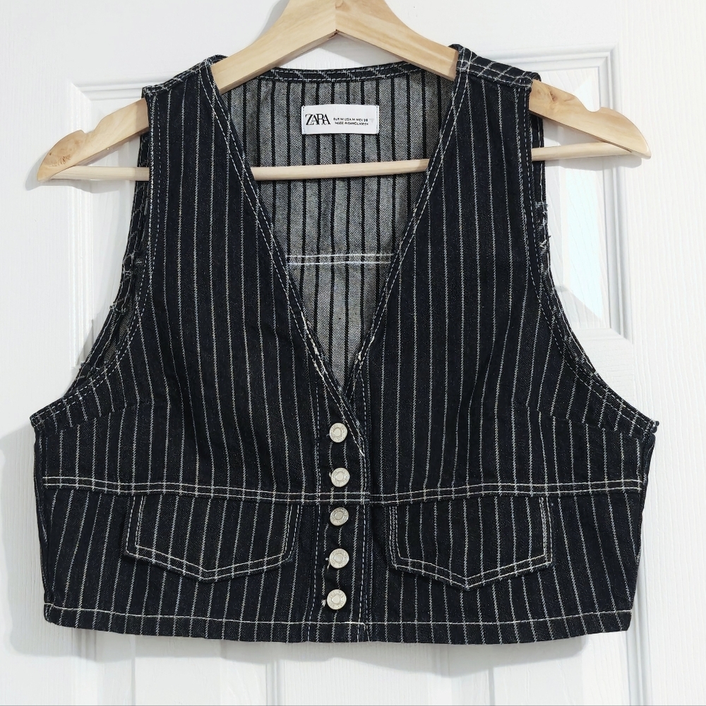 Zara Cropped Denim Vest